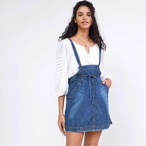 Anthropologie Pilcro Denim Jean Overall Skirt Skirtall Women's Size Large - Picture 1 of 11